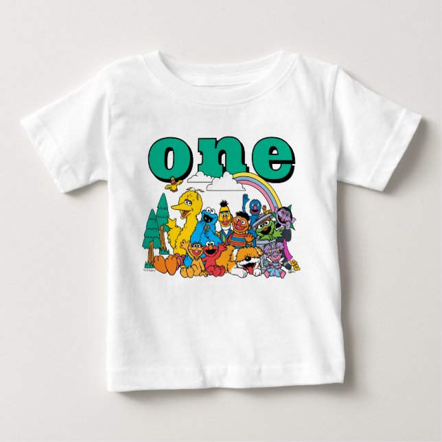 T-shirt Pour Bébé Sesame Street Characters First Birthday Baby T-Shi (Devant)