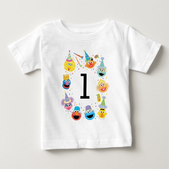 T-shirt Pour Bébé Sesame Street Confetti Anniversaire (Devant)