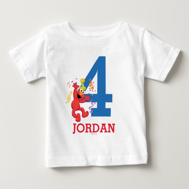T-shirt Pour Bébé Sesame Street | Elmo - Anniversaire 4 ans arc-en-c (Devant)
