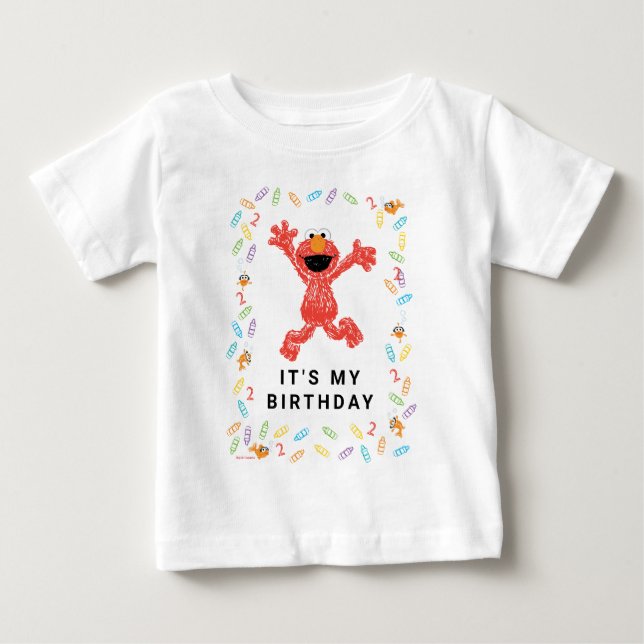 T-shirt Pour Bébé Sesame Street Elmo | Crayon Birthday (Devant)