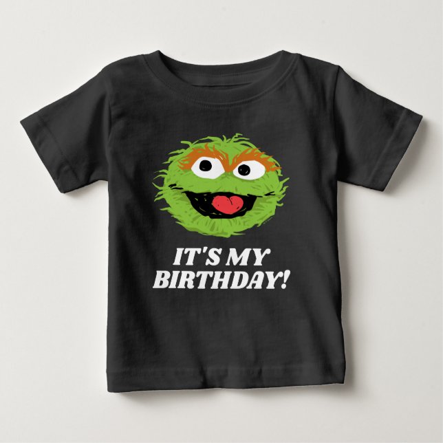 T-shirt Pour Bébé Sesame Street | Oscar le Grincheux C'est mon anniv (Devant)