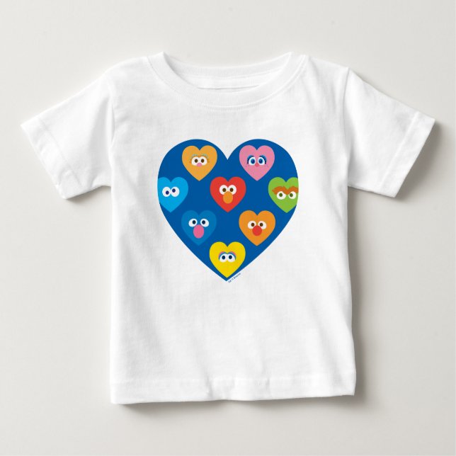 T-shirt Pour Bébé Sesame Street Valentine Hearts Motif (Devant)