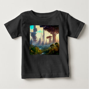 T-shirt Pour Bébé SF - Ville sur la planète forestière 1