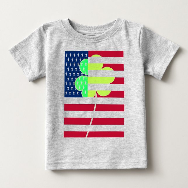 T-shirt Pour Bébé Shamrock du drapeau irlandais américain Clover St. (Devant)