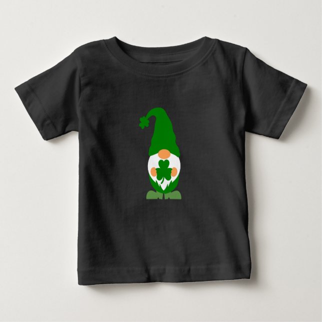 T-shirt Pour Bébé Shamrock plaid Gnome - Bébé de la Saint Patrick (Devant)