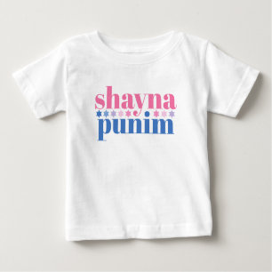 T-shirt Pour Bébé Shayna Punim juif rose bleu mignon Slogan