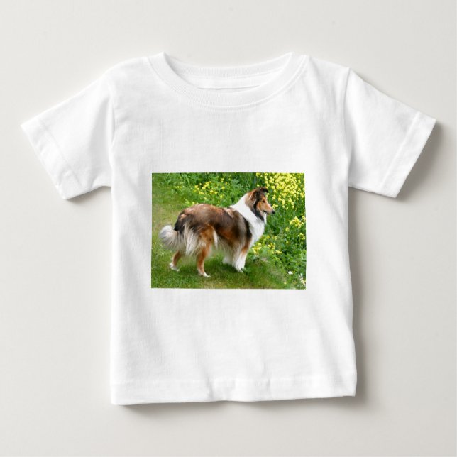 T-shirt Pour Bébé Sheltie Shetland Sheepdog Peinture (Devant)
