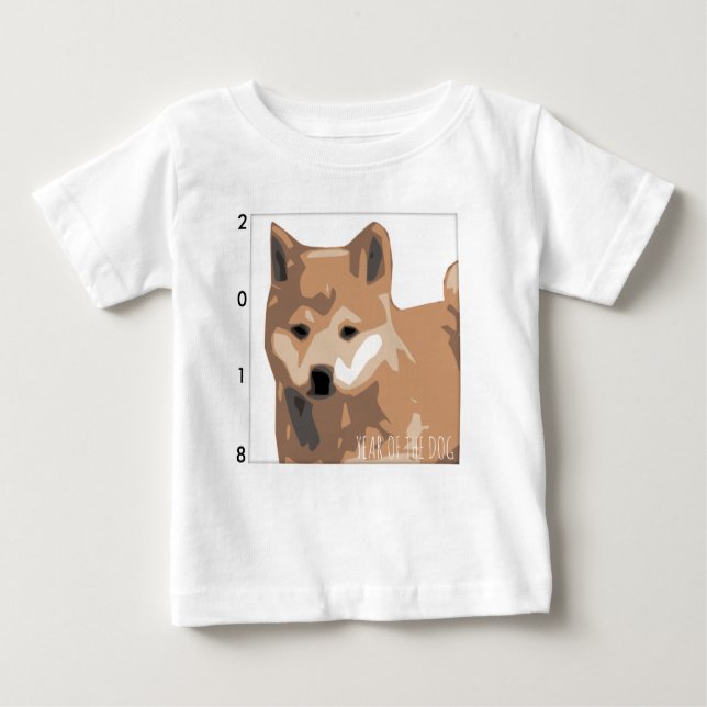 T-shirt Pour Bébé Shiba Inu Illustration Chien Année 2018 Baby T (Devant)