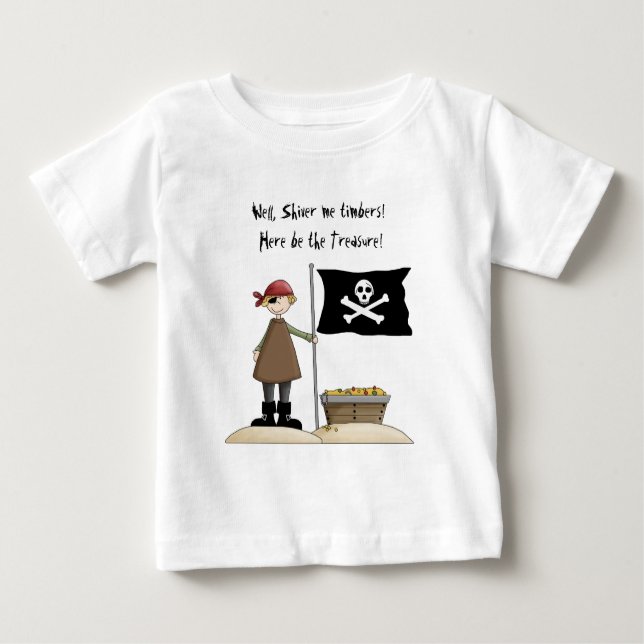 T-shirt Pour Bébé Shiver Me Timbers ! Voici Le Trésor ! Pirate (Devant)
