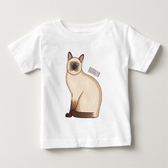 T-shirt Pour Bébé Siamese cat cartoon illustration (Devant)
