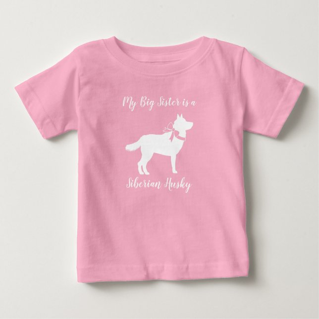 T-shirt Pour Bébé Sibérie Husky Baby shower Chien Chien Chiot rose C (Devant)
