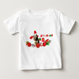 T-shirt Pour Bébé Sibérie Husky Noël avec boîte cadeau ornement