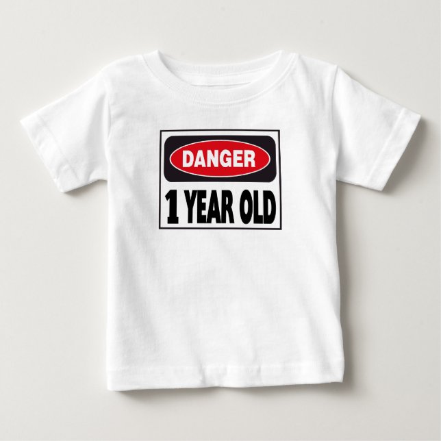 T-shirt Pour Bébé Signal de danger vieux de 1 an (Devant)