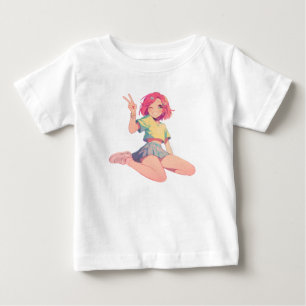T-shirt Pour Bébé Signe de paix Anime - Enfants fille Anime aux chev