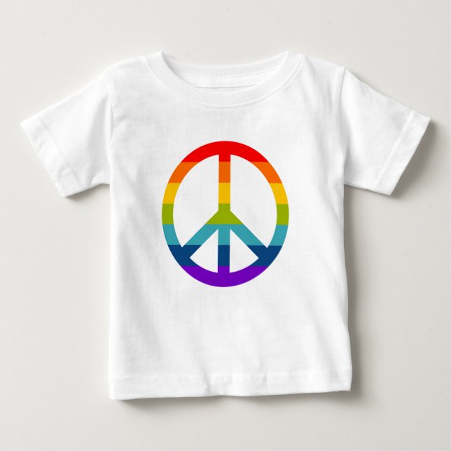 T-shirt Pour Bébé Signe de paix arc-en-ciel (Devant)