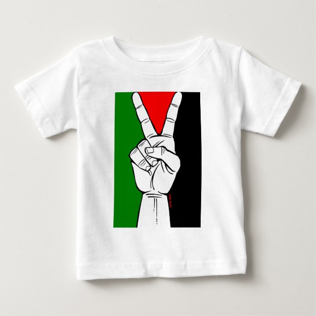 T-SHIRT POUR BÉBÉ SIGNE DE PAIX DE DRAPEAU DE LA PALESTINE (Devant)