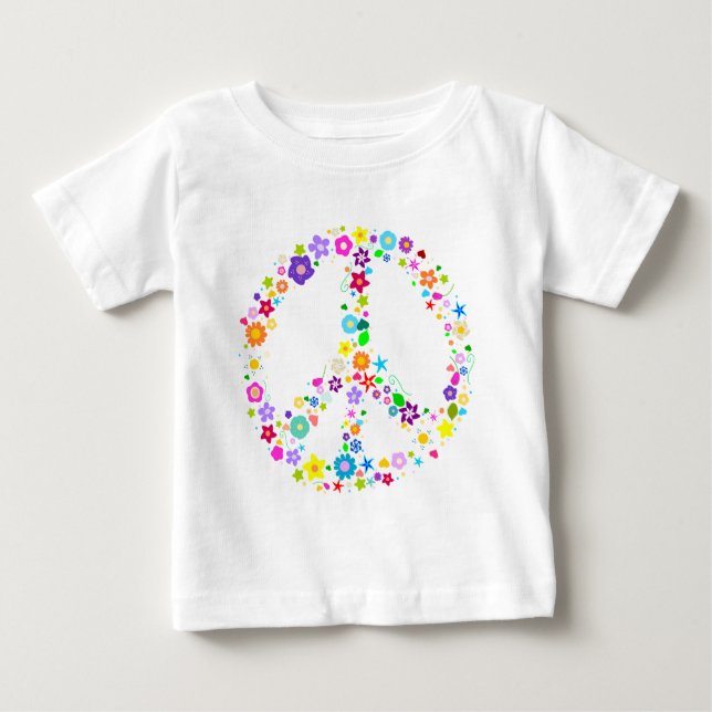 T-shirt Pour Bébé Signe de paix des fleurs (Devant)