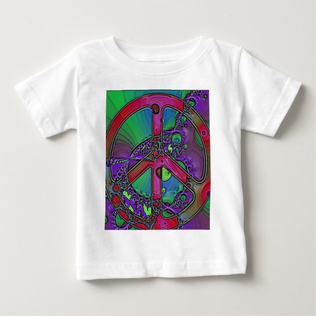 T-shirt Pour Bébé signe de paix psychédélique (Devant)