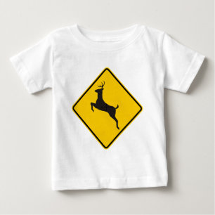 T-shirt Pour Bébé Signe de route de croisement de cerfs communs