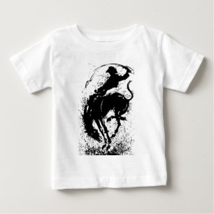 T-shirt Pour Bébé Silhouette artistique dynamique de rodéo cowboy