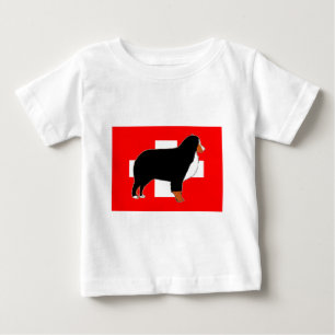 T-shirt Pour Bébé silhouette de bernois sur drapeau rouille