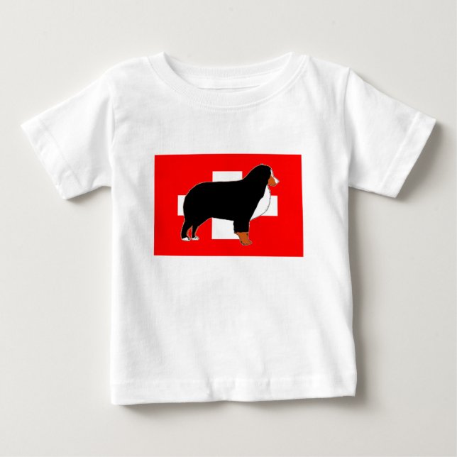 T-shirt Pour Bébé silhouette de bernois sur drapeau rouille (Devant)