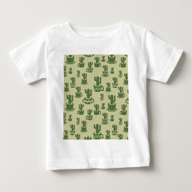 T-shirt Pour Bébé Silhouette de cactus succulent en tasses et pots (Devant)