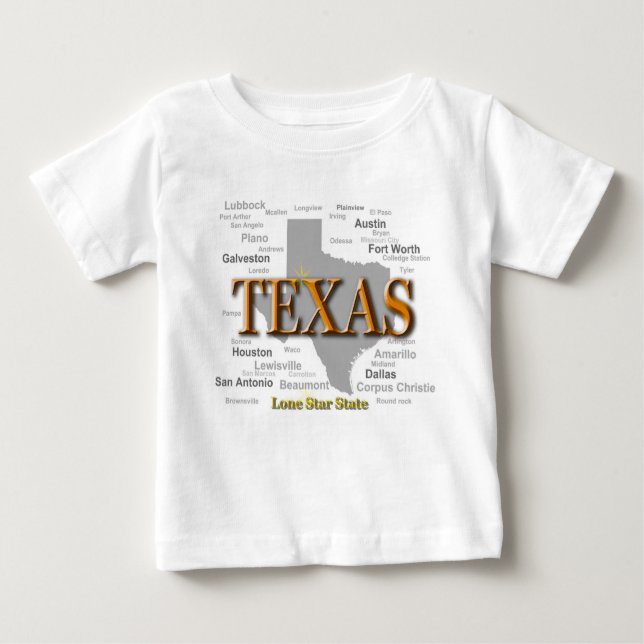 T-shirt Pour Bébé Silhouette de carte de fierté d'état du Texas (Devant)