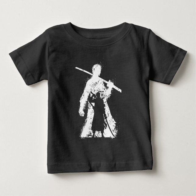 T-shirt Pour Bébé Silhouette de Guerrier avec l'Art de l'Épée (Devant)