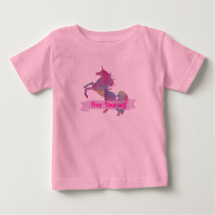 T-shirt Pour Bébé Silhouette de licorne abstraite pastel rose