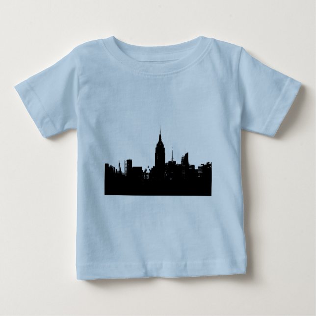 T-shirt Pour Bébé Silhouette de New York noir et blanc (Devant)