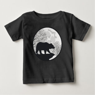 T-shirt Pour Bébé Silhouette de nuit de la lune et de l'ours dans la
