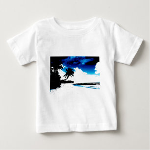 T-shirt Pour Bébé Silhouette de palmier bleu noir blanc