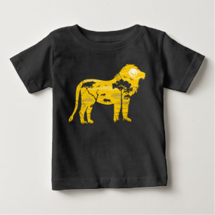 T-shirt Pour Bébé Silhouette de pleine lune de lion africain de sava
