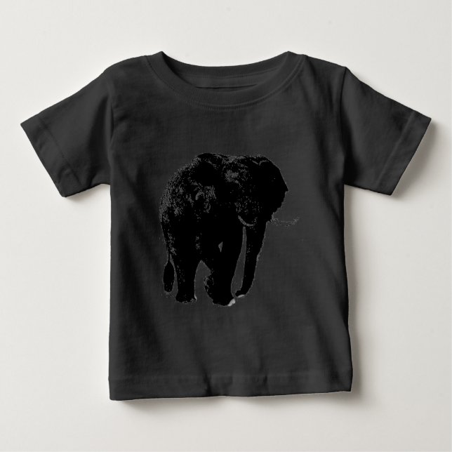 T-shirt Pour Bébé Silhouette d'éléphant noir (Devant)