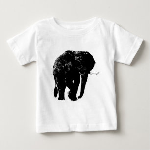 T-shirt Pour Bébé Silhouette d'éléphant noir
