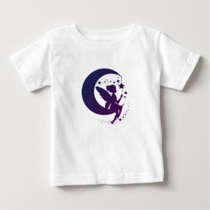 T-shirt Pour Bébé Silhouette fée magique assise sur la lune