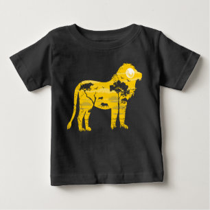 T-shirt Pour Bébé Silhouette Pleine lune Lion Savanah africaine