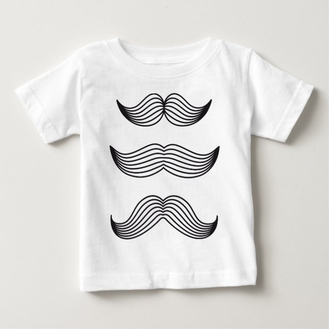 T-shirt Pour Bébé Silhouettes de moustache, dessin de trait (Devant)
