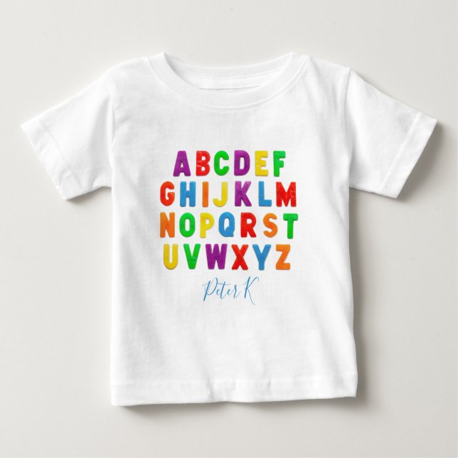 T-shirt Pour Bébé simple apprentissage personnalisé ABC (Devant)