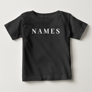 T-shirt Pour Bébé Simple Black Custom Ajouter Votre Nom Élégant