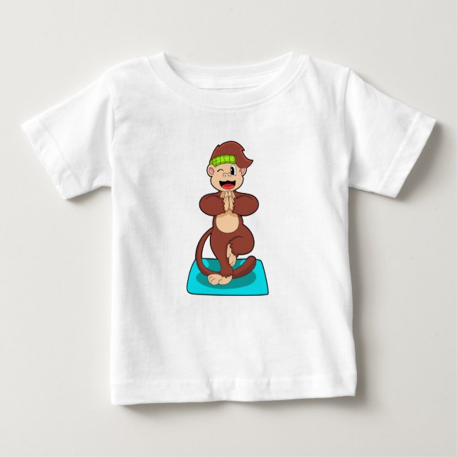 T-shirt Pour Bébé Singe au Yoga en position debout (Devant)