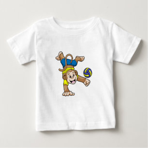 T-shirt Pour Bébé Singe aux sports avec volleyball