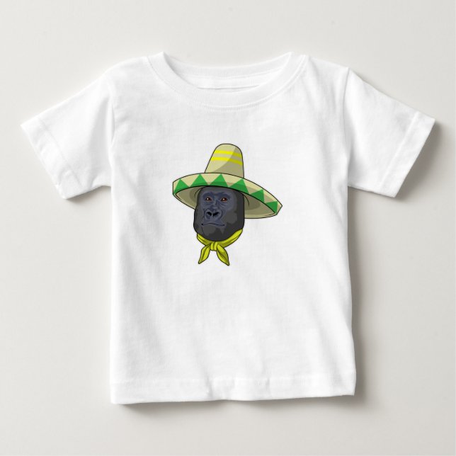 T-shirt Pour Bébé Singe avec casquette de paille (Devant)