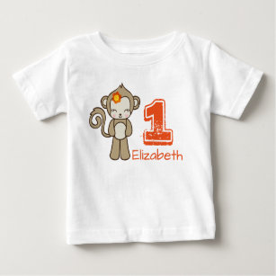 T-shirt Pour Bébé Singe Avec Fleur Cute Kawaii Anniversaire
