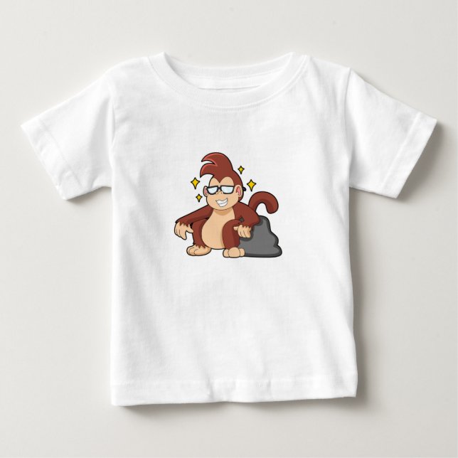 T-shirt Pour Bébé Singe avec lunettes de soleil (Devant)