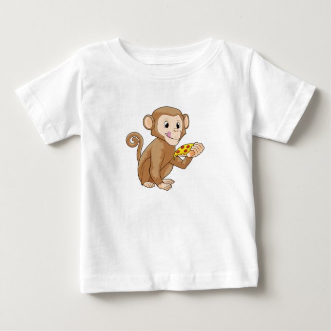 T-shirt Pour Bébé Singe avec morceau de pizza (Devant)