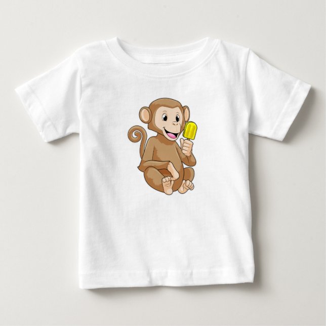 T-shirt Pour Bébé Singe avec Popsicle (Devant)