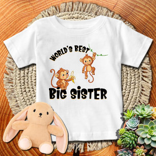 T-shirt Pour Bébé Singe 🙈 Banane Meilleure Grande Sœur du Monde
