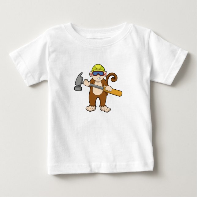 T-shirt Pour Bébé Singe comme artisan avec marteau (Devant)